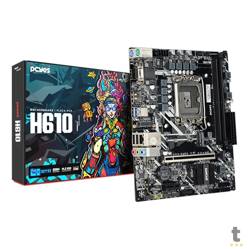 Placa Mae PcYes H610 Lga 1700 Ddr4 Hdmi Dp Vga USB 3.2 M.2 (12a e 13a Geração) - Pcyh610-14G64 Truedata